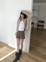 [Brushed lining] ショートリブニットパンツ