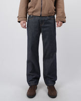 ファストげレイファブリックワイドデニムジーンズ / fast grey fabric wide denim jeans 2color