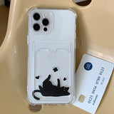 Cute Act Cat Black Card Storage Phone Case