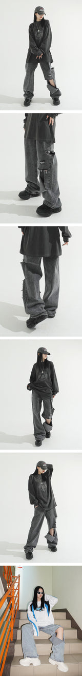 ウォッシングスノーワイドデニムパンツ