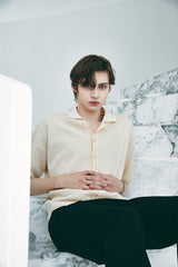 BUTTON UP HALF SLEEVE PIQUE CARDIGAN CREAM (6566843646070)