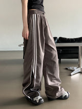 3ライン配色ツーウェイトラックロングワイドカーゴパンツ/ hata three-line coloring two-way track long wide cargo pants