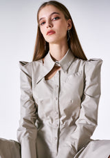VEGAN LEATHER FLARED DRESS (6683372617846)