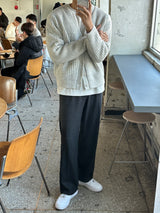 メトウールピンタックワイドスラックス / Meto wool pintuck wide slacks (2 colors)
