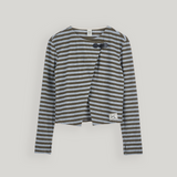 Khaki Toggle Patch Stripe Cardigan