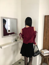 メロウショルダースリットツイストリボンニット