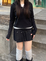 チャンキーダメージボタンスカートパンツ / Chunky Damage Button Skirt Pants