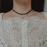アンティーぃオーバルチョーカー / Antique Oval Choker Necklace - Pearl (Gold Color)