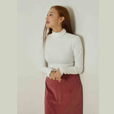 エボニーシャーリングタートルネックトップ/Ebony shirring turtleneck top (white)