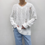 ツイストダメージニット/SK Twisted DAMAGE Knitwear (4 colors)