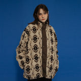 パターンフリーススナップジャケット/PATTERN FLEECE SNAP JACKET_BROWN