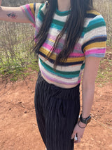 Pop stripe knit T 