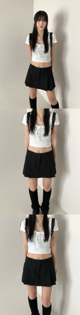 キンダーシャーリング半袖Tシャツ / Kinder shirring short sleeve t (2color)
