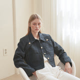 [LINE] Tweed Line Jacket (Navy) (6696308441206)