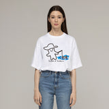 ヒューマンドローイングフィッシュスマイルショートスリーブTシャツ/Human Drawing Fish Smile Short-Sleeved T-Shirt