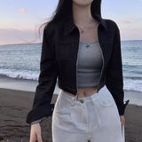 [Bellide made/2Size/Non-Fade] Slim Two-Way Denim Crop Jacket