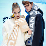 [UNISEX] Printed Fleece-Back Jersey Scarf (BEIGE) (6655768330358)
