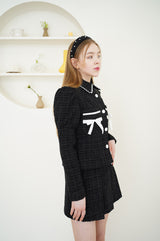 set tweed romantic jacket skirt black (6688681787510)