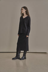 ウールHスカート/WOOL H SKIRT_CHARCOAL
