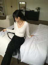 Hisa Lace Layered Midi Wrap Skirt