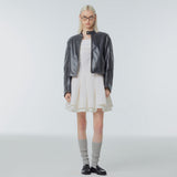 Faux-leather biker jacket