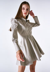 VEGAN LEATHER FLARED DRESS (6683372617846)