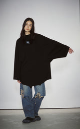 ブラーハートケープスリーブTシャツ　ブラック