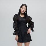 puff sleeve dress black