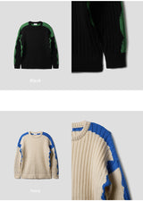 フィードカラーエフェクトウェーブリブドニット / feed color effects wave ribbed knit 2color