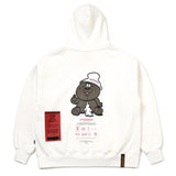 22トイオーバーサイズヘビースウェットフーディー/22 TOY OVERSIZED HEAVY SWEAT HOODIE BLACK / WHITE IVORY