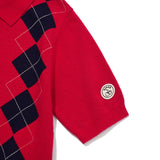 ARGYLE PATTERN SHORT SLEEVE KNIT [RED]