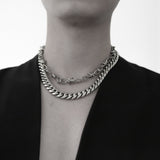 ヴィンテージ シルバー カーブ チェーン リンク ネックレス / [BLESSEDBULLET]vintage silver curve chain link necklace_13mm