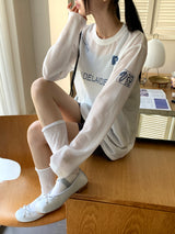 DIMUエアメッシュブロックコアプリント長袖Tシャツ