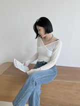 クラックジップアップストレートパンツ/no.3434 crack straight pants