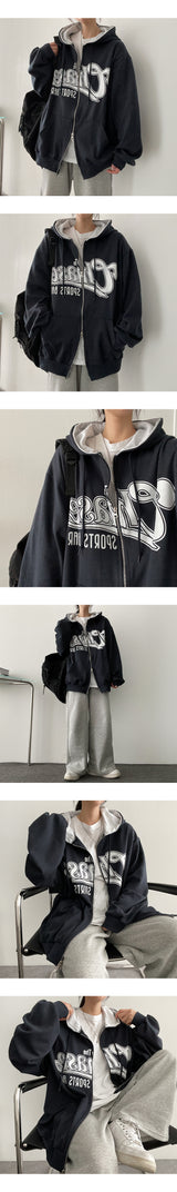 Char Two-Way Coloring Hooded Zip-Up