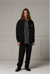 Pigment washed zipup hoodie - Black (4622122352758)