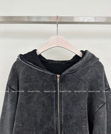 Garment Washing Cut-Out Hood Zip-up