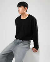 UネックシルケットロングスリーブTシャツ/U neck silket long sleeve 2color