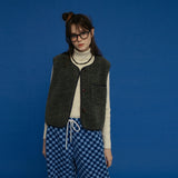 2トーンフリースベスト/TWO TONE FLEECE VEST_MIX KHAKI