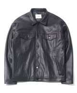 GB Synthetic Leather Trucker Jacket (Black)