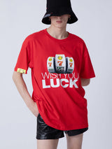 ウィッシュユーラックTシャツ/WISH YOU LUCK 1/2 T-SHIRT_RED