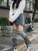 カラーマッチングスリットレッグウォーマー / color matching slit leg warmer