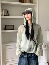 Toric nylon windbreaker string long sleeve hooded sweatshirt
