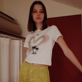 ハートパームツリークロップT / HEART PALM TREE CROP TEE_WHITE