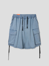 Washing cargo half denim 2color