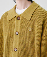 RELAXED KNIT  COLLAR CARDIGON (MUSTARD)