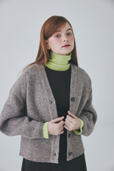 アルパカカーブスリーブカーディガン / Alpaca Curve Sleeve Cardigan [Brown]