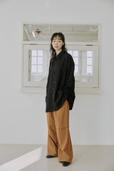 リネンパッチシャツ / unisex linen patch shirts black