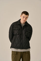 QUILTING SHIRT JACKET - BLACK