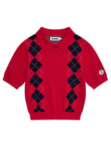ARGYLE PATTERN SHORT SLEEVE KNIT [RED]
